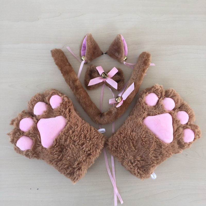 Plush Cat Paw & Tail Costume Set — Cosplay, Halloween & Anime