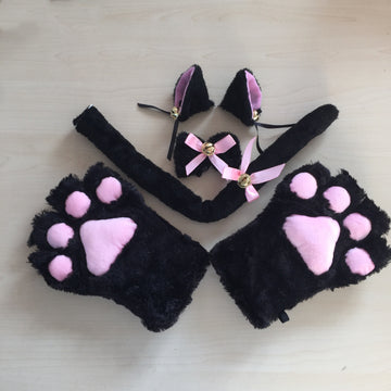 Plush Cat Paw & Tail Costume Set — Cosplay, Halloween & Anime